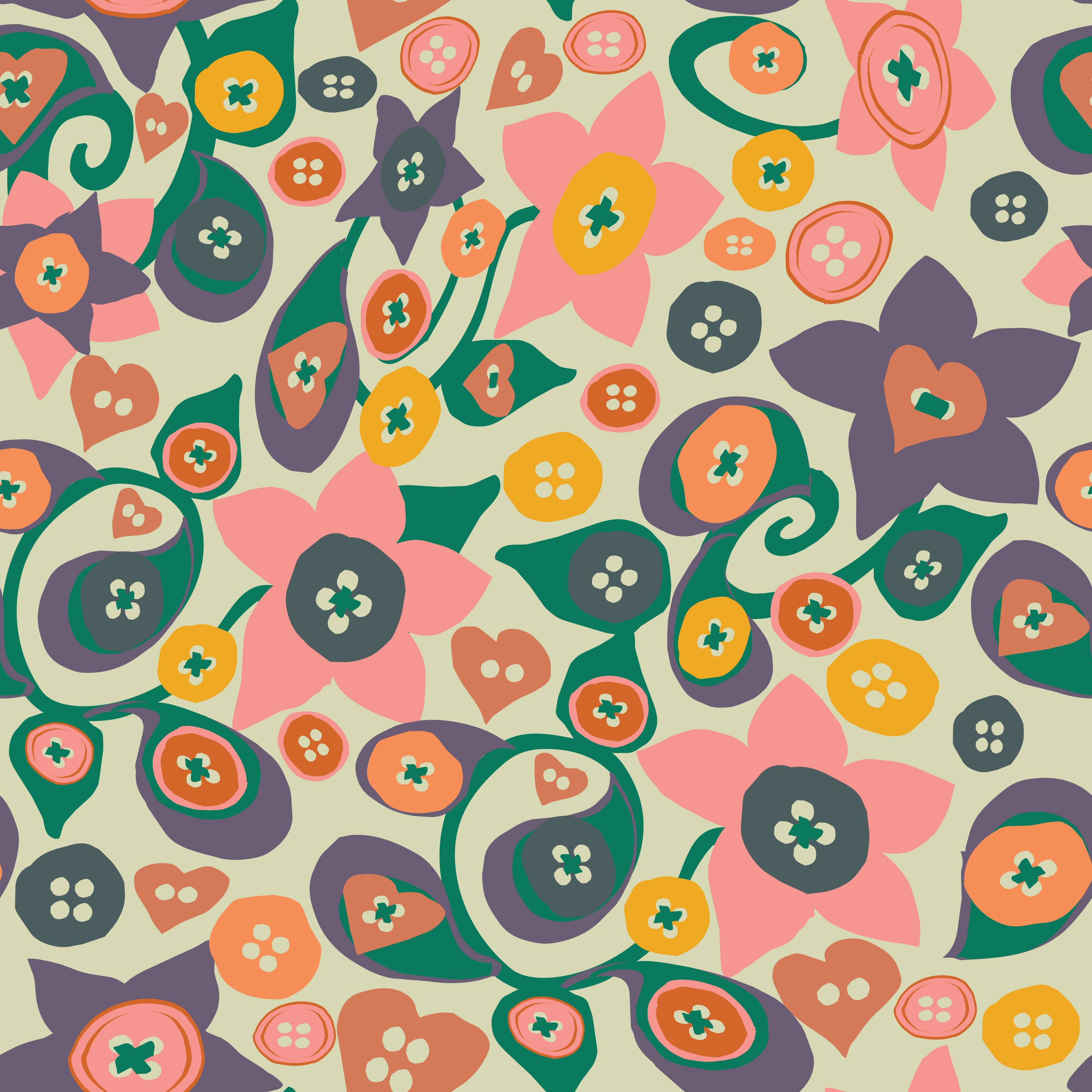 Floral Buttons, Soft Pink